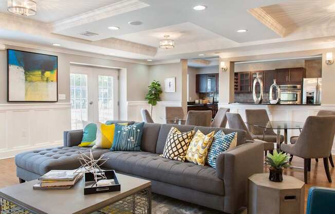 Resident Lounge with Couches, Tables and Full Kitchen | Canton Woods