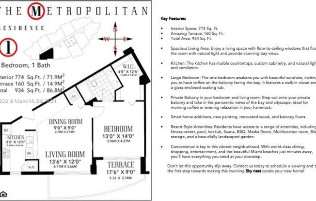 1 bed, 1 bath, 770 sqft, $3,350, Unit 1801