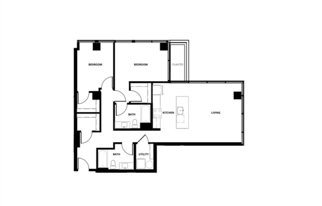 2 beds, 2 baths, 1,226 sqft, $4,350, Unit 306