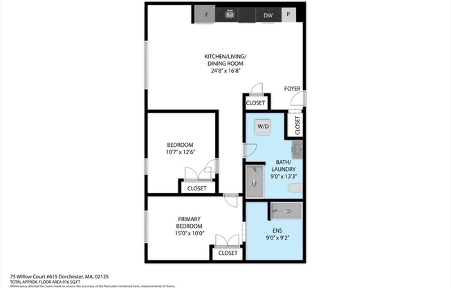 2 beds, 2 baths, 976 sqft, $4,000, Unit 615