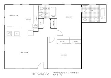 2 beds, 2 baths, 755 sqft, $1,278