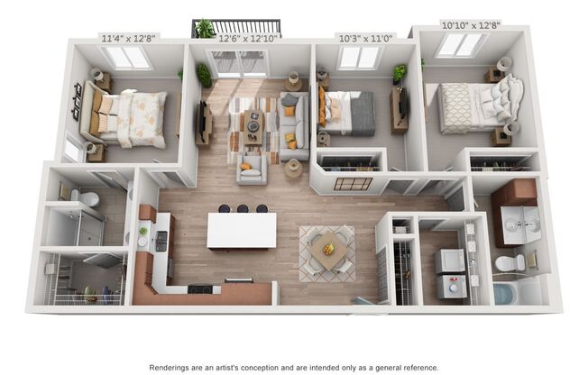 3 beds, 2 baths, 1,301 sqft, $1,730, Unit 212