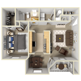 1 bed, 1 bath, 727 sqft, $1,384