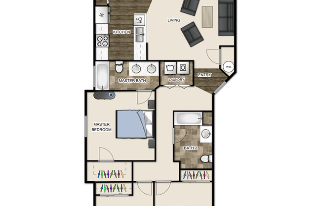 3 beds, 2 baths, 1,277 sqft, $2,395, Unit C13