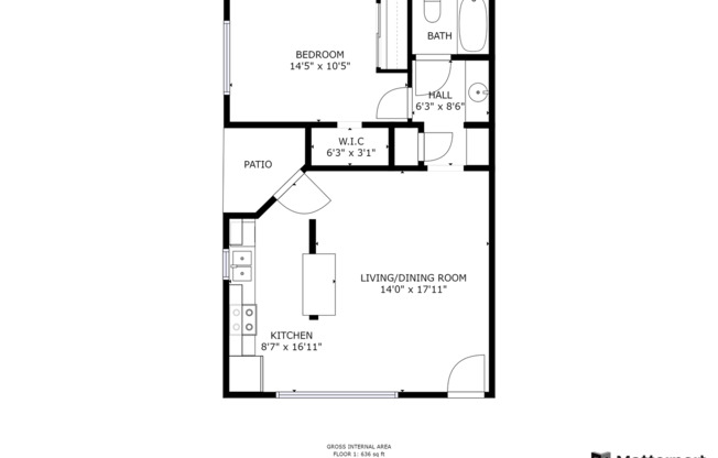 1 bed, 1 bath, 671 sqft, $2,425, Unit E-117