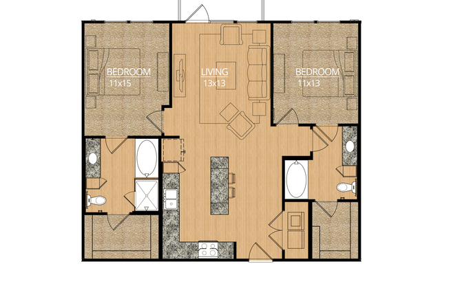 2 beds, 2 baths, 1,116 sqft, $2,502