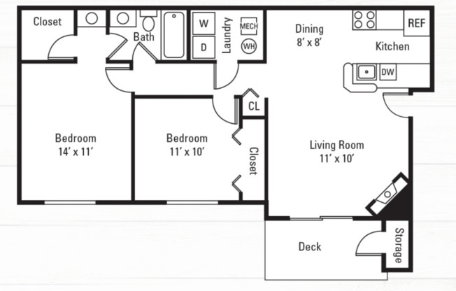 2 beds, 1 bath, 895 sqft, $1,619