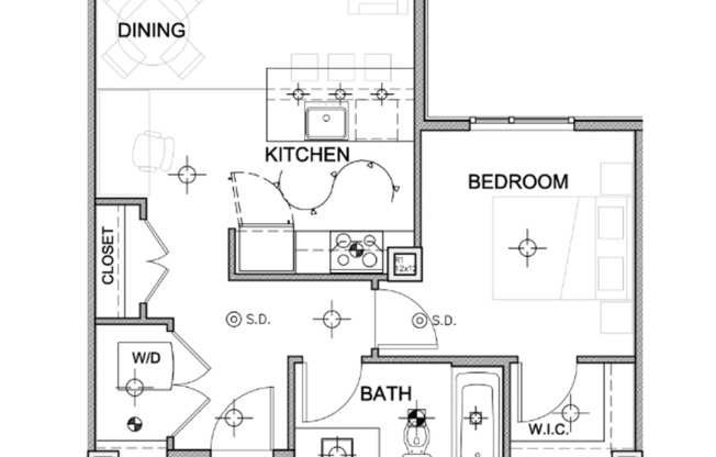 1 bed, 1 bath, 627 sqft, $2,499, Unit 420