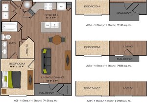 1 bed, 1 bath, 722 sqft, $1,693