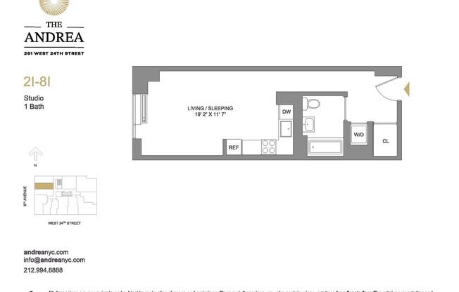 Studio, 1 bath, $4,390, Unit 2I