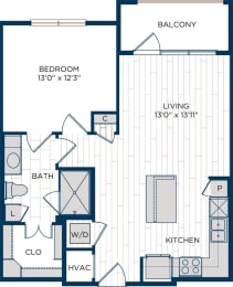 1 bed, 1 bath, 723 sqft, $1,511