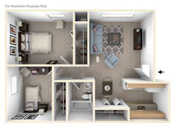 2 beds, 1 bath, 677 sqft, $1,172