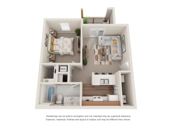 1 bed, 1 bath, 614 sqft, $1,270