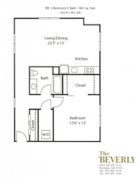 1 bed, 1 bath, 847 sqft, $2,085