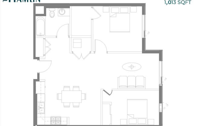 2 beds, 1 bath, 1,013 sqft, $2,815, Unit 203