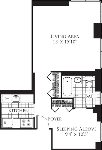 Studio, 1 bath, 625 sqft, $4,268, Unit 03L