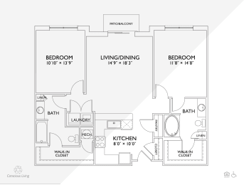 2 beds, 2 baths, 1,170 sqft, $1,764