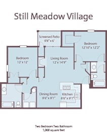 2 beds, 2 baths, 1,068 sqft, $1,510