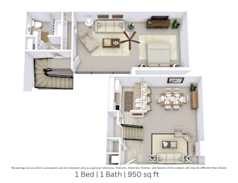 1 bed, 1 bath, 950 sqft, $1,200