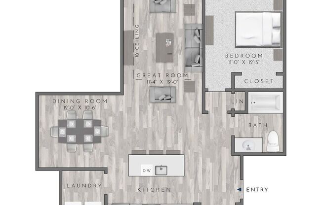 1 bed, 1 bath, 985 sqft, $2,060