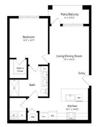 1 bed, 1 bath, 743 sqft, $1,781