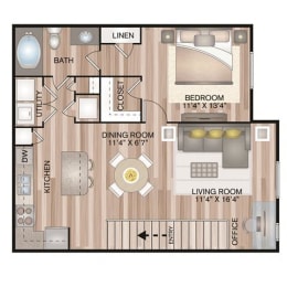 1 bed, 1 bath, 798 sqft, $1,044