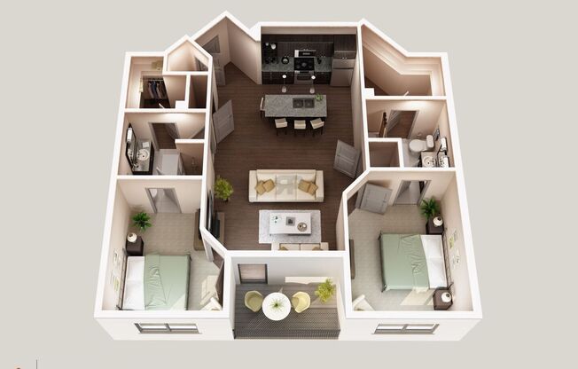 2 beds, 2 baths, 1,052 sqft, $1,588