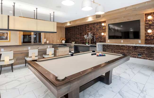 Game Room with Pool Table with TV