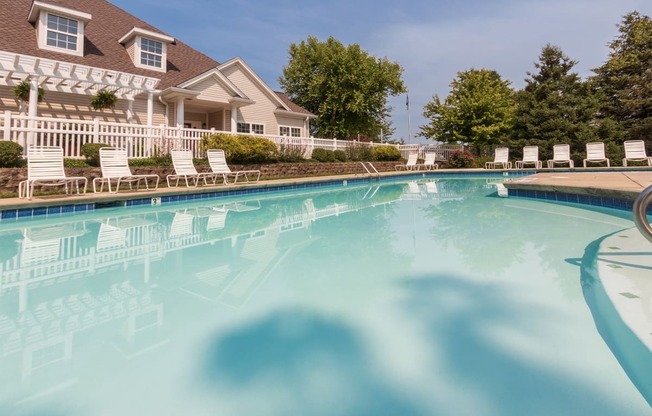 This is a picture of the  albamarle clubhouse pool area at Fairfield Pointe Apartments in Fairfield, Ohio.