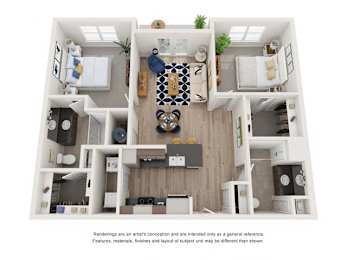 2 beds, 2 baths, 1,020 sqft, $1,444
