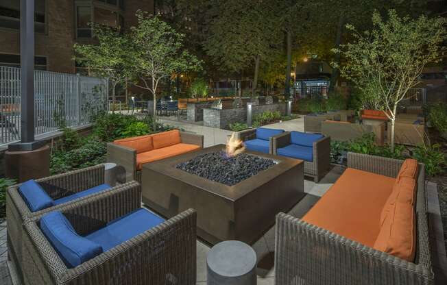 Outdoor Firepit at Elm Street Plaza, Chicago, Illinois