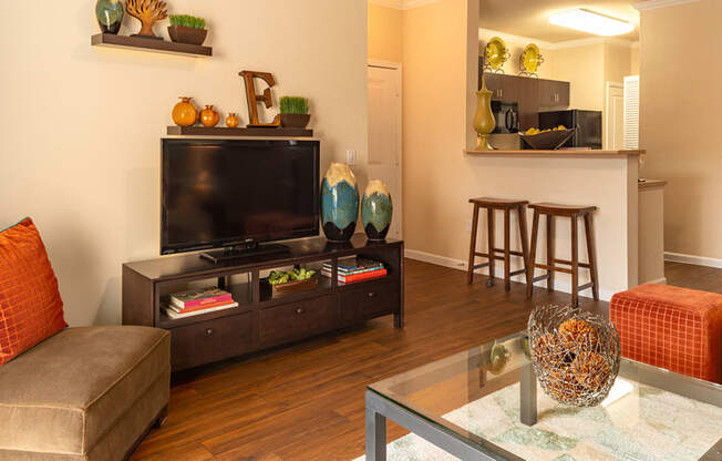 a living room with a couch and a coffee table