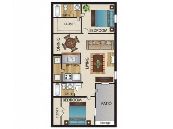 2 beds, 2 baths, 859 sqft, $1,398