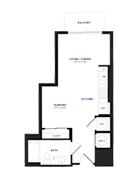 Studio, 1 bath, 452 sqft, $1,662