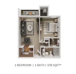 1 bed, 1 bath, 576 sqft, $1,485