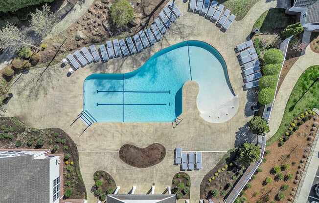 An aerial view of the swimming pool at the Ledges Apartments in Weymouth.