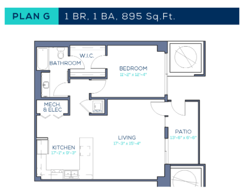 1 bed, 1 bath, 895 sqft, $2,150
