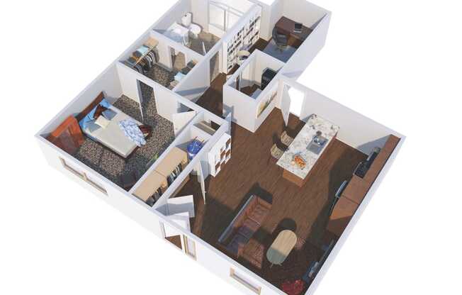 a floor plan of a home with a bedroom and a living room