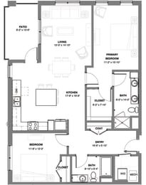 2 beds, 2 baths, 1,226 sqft, $2,345