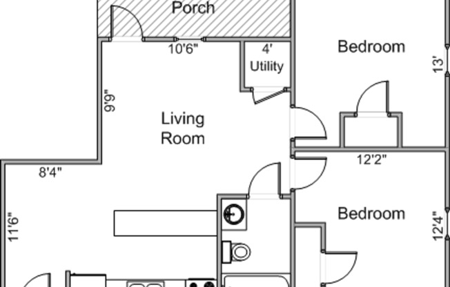 2 beds, 1 bath, 600 sqft, $2,495, Unit 45R-202