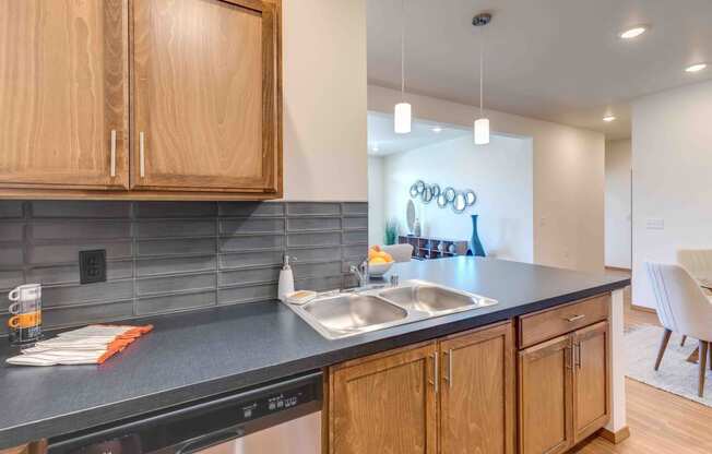 a kitchen with a sink and a dishwasher