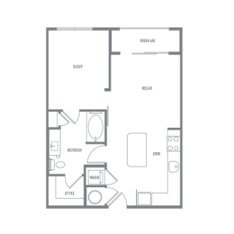 1 bed, 1 bath, 632 sqft, $1,749