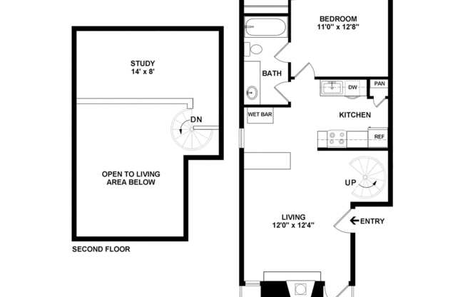 1 bed, 1 bath, 764 sqft, $1,232