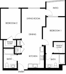 2 beds, 2 baths, 972 sqft, $2,925