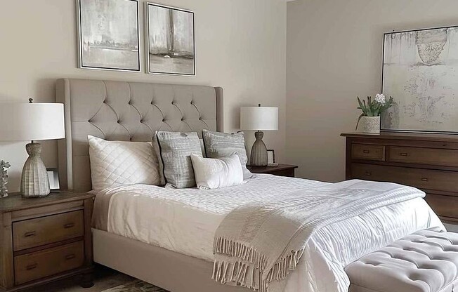 Welcome to Sage at Celina Residences, where your comfort meets elegance. This stunning bedroom offers stylish design and cozy warmth, perfect for unwinding after a long day. Elevate your living experience—schedule a tour today!