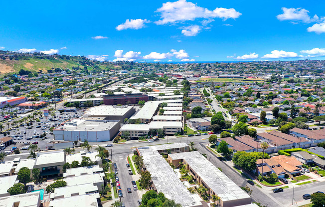 an aerial view of the city at Camino de Oro Apartments, Torrance, CA, 90505