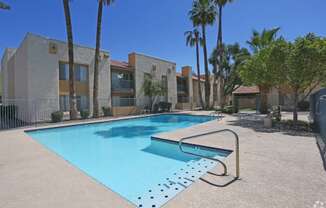 the swimming pool at our apartments in palm springs