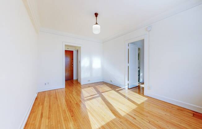 An Open-Style Living Room with Gorgeous Restored Hardwood Flooring at The Park Apartments in Minneapolis