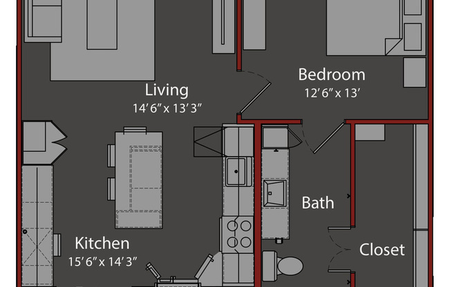 1 bed, 1 bath, 797 sqft, $1,564