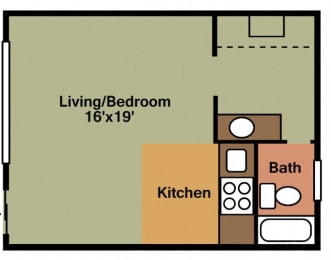 Studio, 1 bath, 350 sqft, $1,040